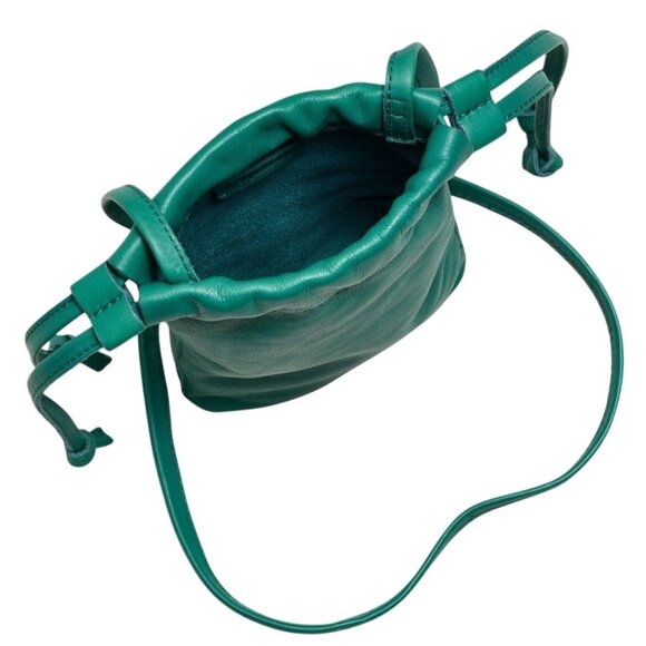 Madewell Leather Piazza Phone Bag Cinched Pouch Crossbody Purse Jade Green NL840 - Picture 2 of 3